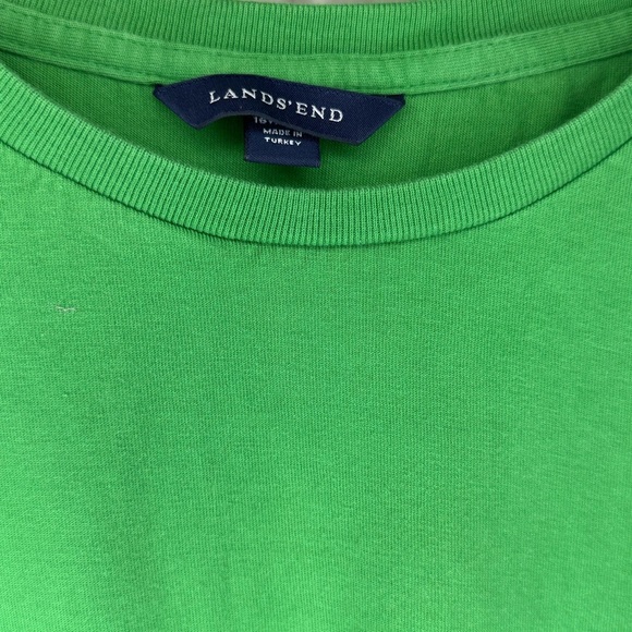 Lands End Green Scoop Neck Cotton Rib Long Sleeve T Shirt, 1X - Picture 3 of 4